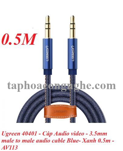 Ugreen 40401 0.5M màu Xanh Cáp âm thanh 2 đầu 3.5mm dương AV113 30040401